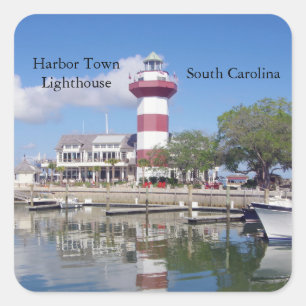 Cuadrada Pegatina del faro de Harbour Town