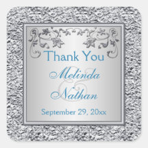 Pegatina del Favor de la Boda Floral Turquesa y Pl