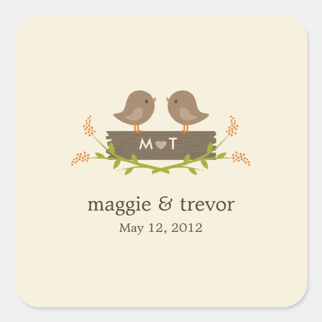 Cuadrada Pegatina del Favor del Amor Dulce (Anverso)