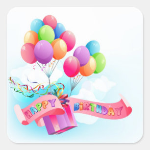 Cuadrada Pegatina del feliz cumpleaños