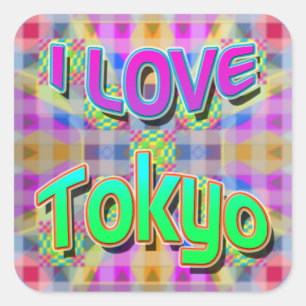 Cuadrada Pegatina del Festival de Tokio 1 "I love Tokyo"