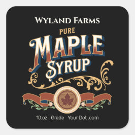 Cuadrada Pegatina del frasco de jarabe de arce personalizad