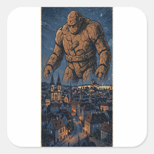 Cuadrada Pegatina del Golem de Praga