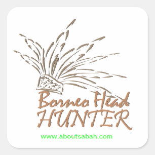 Cuadrada Pegatina del Headhunter de Borneo