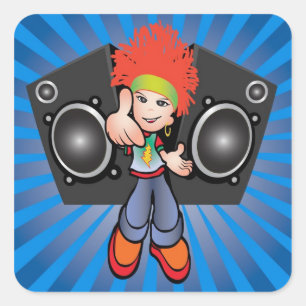 Cuadrada pegatina del hip-hop