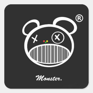 Cuadrada Pegatina del icono del monstruo negro