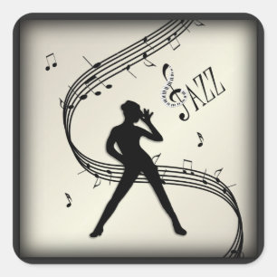 Cuadrada Pegatina del Jazz Dance Golden Music Square