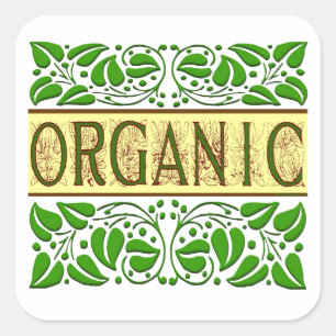 Cuadrada Pegatina del lema verde orgánico