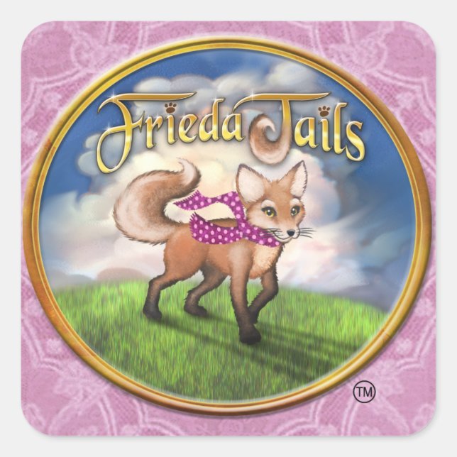 Cuadrada Pegatina del logo de Frieda Tails (Anverso)