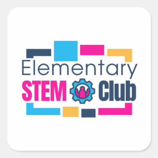 Cuadrada Pegatina del logotipo del club básico STEM