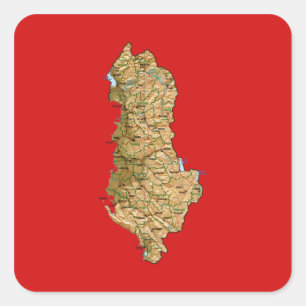 Cuadrada Pegatina del mapa de Albania