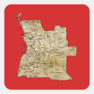 Cuadrada Pegatina del mapa de Angola