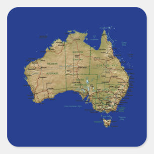 Cuadrada Pegatina del mapa de Australia