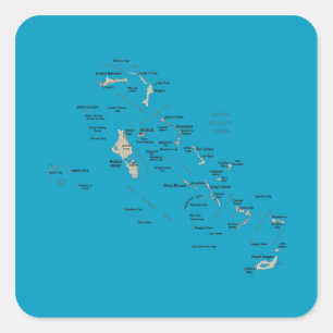 Cuadrada Pegatina del mapa de Bahamas