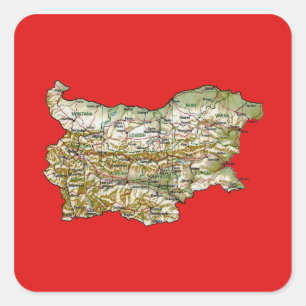 Cuadrada Pegatina del mapa de Bulgaria
