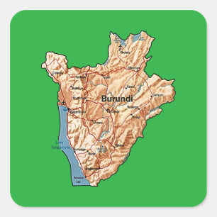 Cuadrada Pegatina del mapa de Burundi