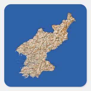Cuadrada Pegatina del mapa de Corea del Norte