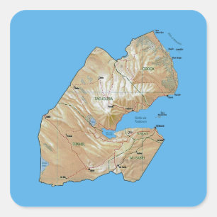 Cuadrada Pegatina del mapa de Djibouti