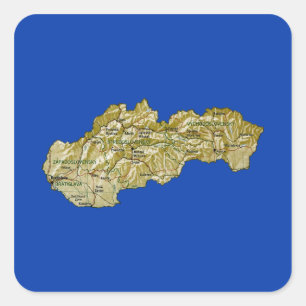 Cuadrada Pegatina del mapa de Eslovaquia
