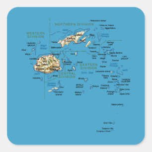 Cuadrada Pegatina del mapa de Fiji