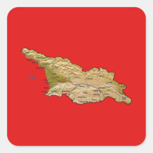 Cuadrada Pegatina del mapa de Georgia
