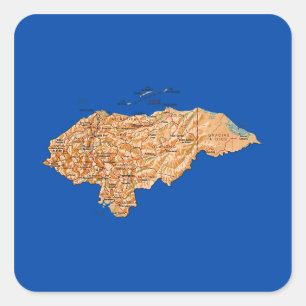 Cuadrada Pegatina del mapa de Honduras