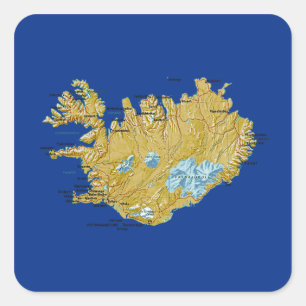 Cuadrada Pegatina del mapa de Islandia