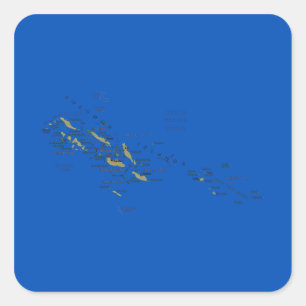Cuadrada Pegatina del mapa de las Islas Salomón