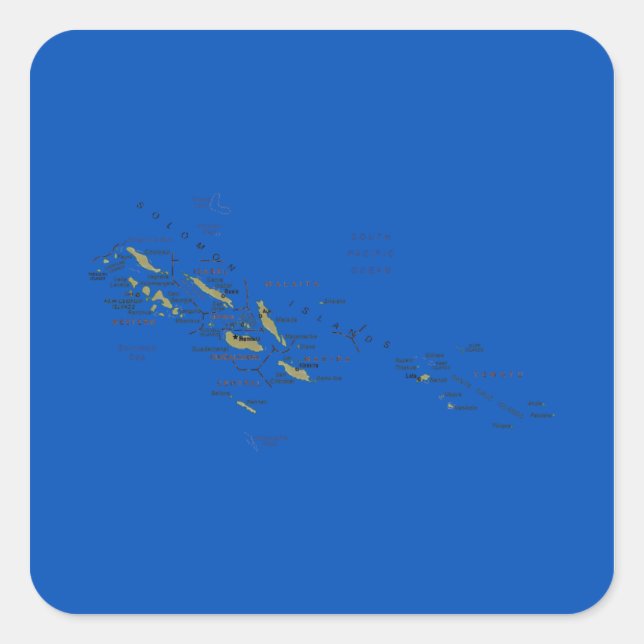 Cuadrada Pegatina del mapa de las Islas Salomón (Anverso)
