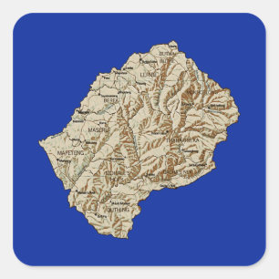 Cuadrada Pegatina del mapa de Lesotho