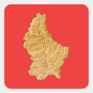 Cuadrada Pegatina del mapa de Luxemburgo