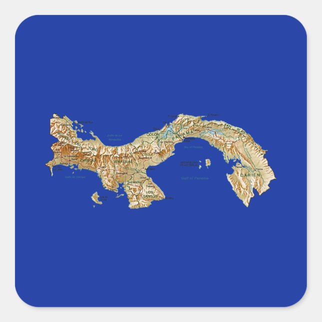 Cuadrada Pegatina del mapa de Panamá (Anverso)