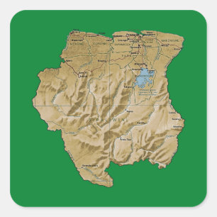 Cuadrada Pegatina del mapa de Surinam