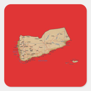 Cuadrada Pegatina del mapa de Yemen
