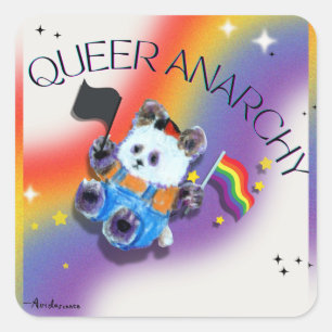 Cuadrada Pegatina del oso del orgullo panda