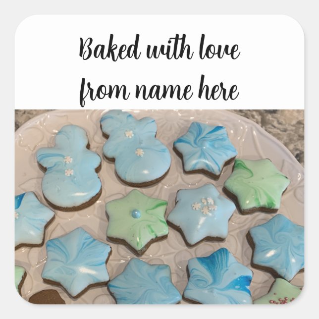 Cuadrada Pegatina del paquete de cookies azucareras para na (Anverso)