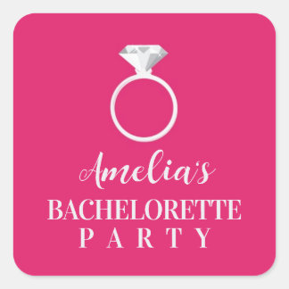 Cuadrada Pegatina del partido Bachelorette de Cebra Rosa