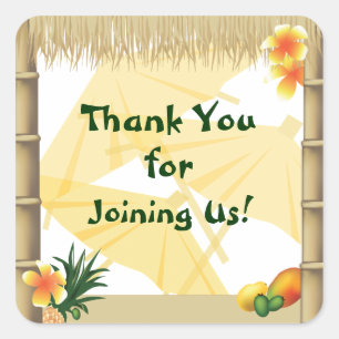 Cuadrada Pegatina del partido hawaiano Luau a favor