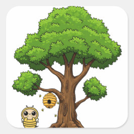 Cuadrada Pegatina del partido Honeybee Favor