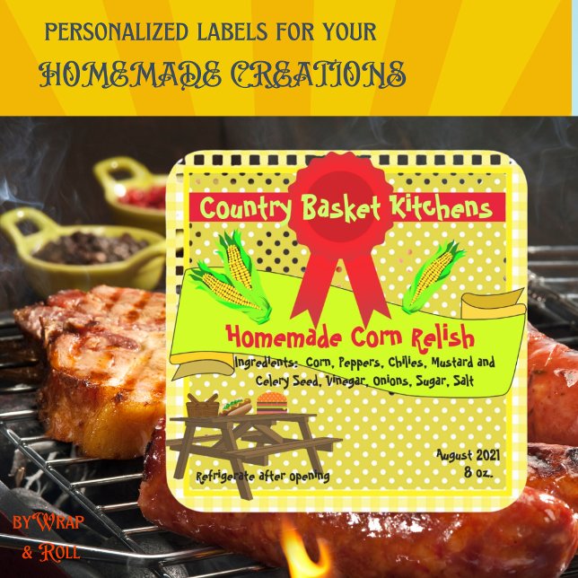 Cuadrada Pegatina del Personalizable casero Corn Relish (Subido por el creador)