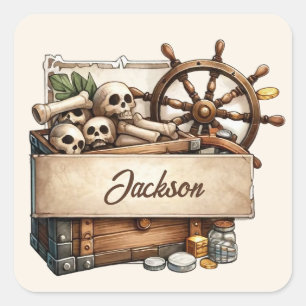 Cuadrada Pegatina del personalizable Pirata - Personalizar