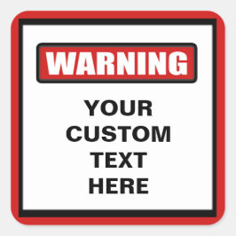 Cuadrada Pegatina del Personalizado de advertencia