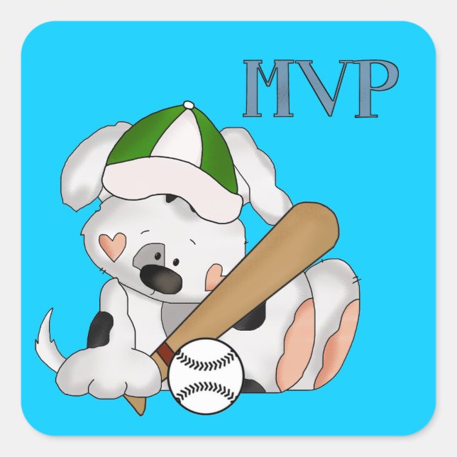 Cuadrada Pegatina del personalizado de Cachorros de Béisbol (Anverso)
