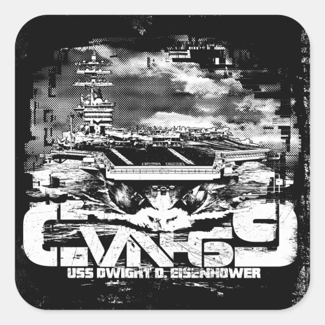 Cuadrada Pegatina del portaaviones Dwight D. Eisenhower (Anverso)