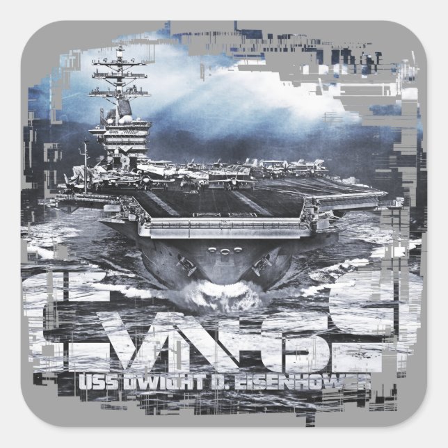 Cuadrada Pegatina del portaaviones Dwight D. Eisenhower (Anverso)