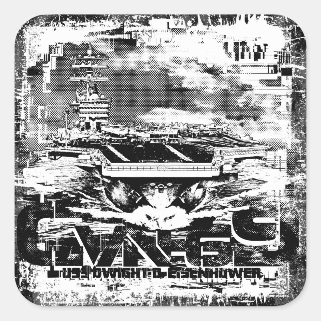 Cuadrada Pegatina del portaaviones Dwight D. Eisenhower (Anverso)
