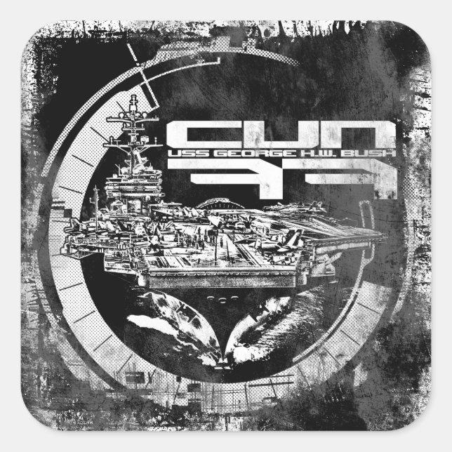 Cuadrada Pegatina del portaaviones George H.W. Bush (Anverso)