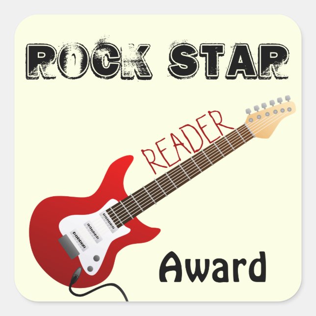 Cuadrada Pegatina del premio Rock Star Reader (Anverso)