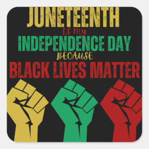 Cuadrada Pegatina del Puño Panafricano del Juneteenth