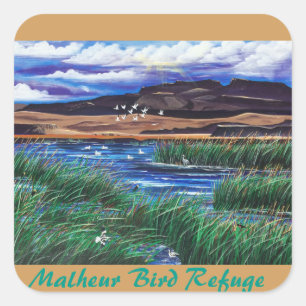 Cuadrada Pegatina del Refugio de Pájaros Malheur
